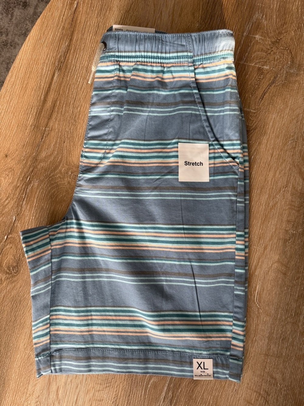 Sonoma Light Blue Striped Drawstring PullOn Shorts, Size 18-20 (XL)